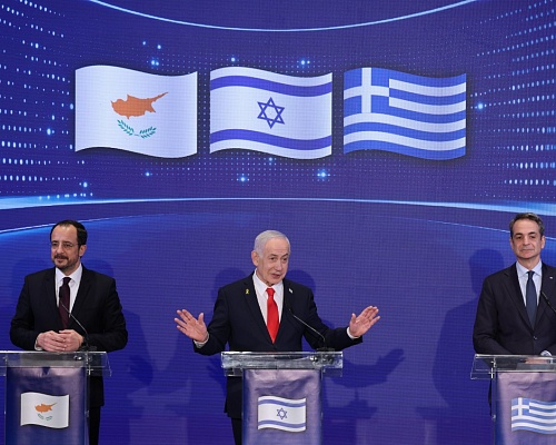 Οι κοινές δηλώσεις Χριστοδουλίδη, Μητσοτάκη και Νετανιάχου μετά την Τριμερή στο Ισραήλ