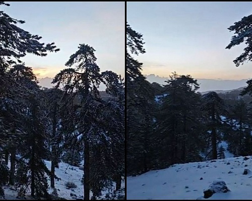 Κατάλευκο το Τρόοδος από τη χθεσινοβραδινή χιονόπτωση – Μαγικές εικόνες από την ανατολή του ήλιου – Δείτε βίντεο